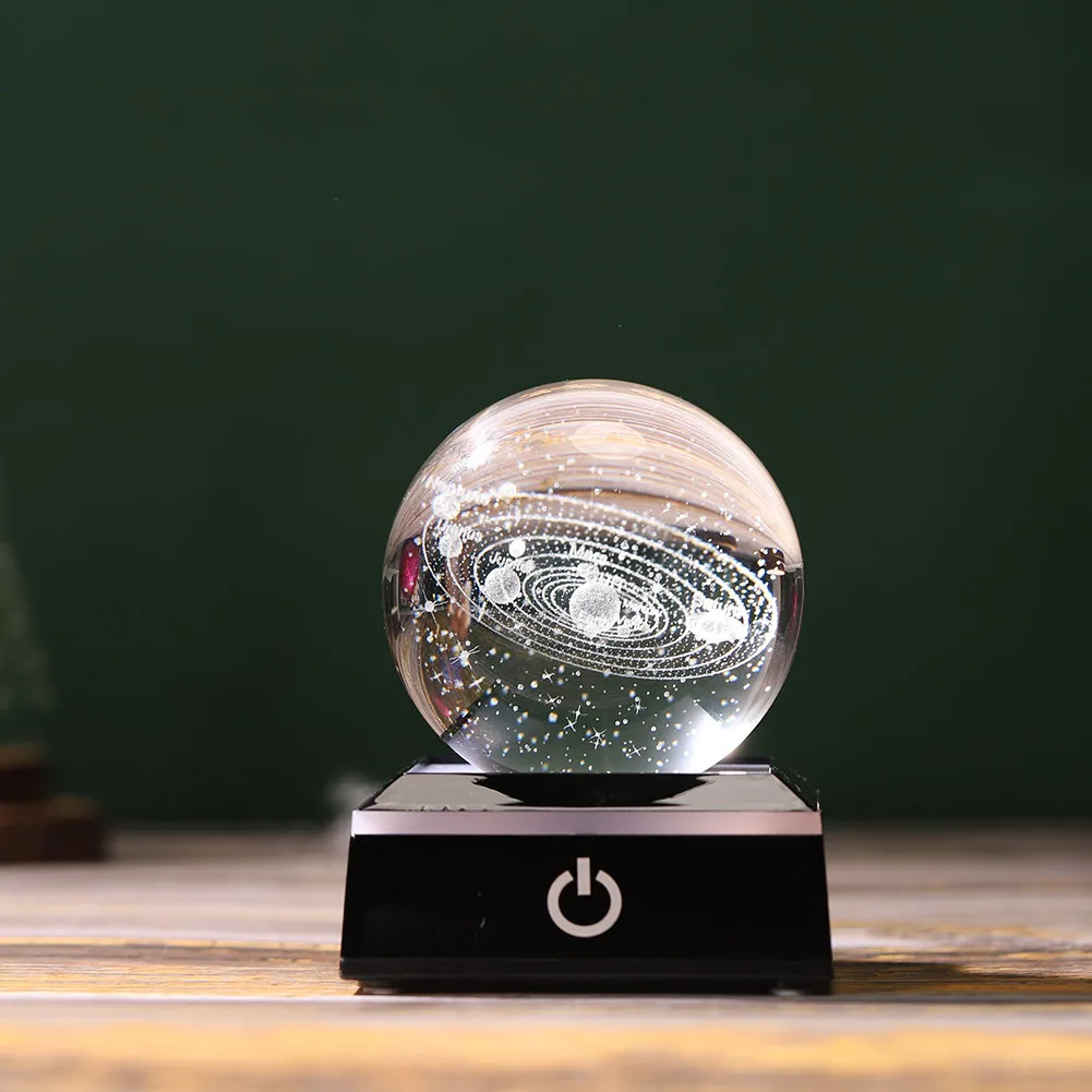 

3D Crystsal LED Light Solar System Ball Laser Engraved Planets Glass Sphere Cosmic Model Globe Home Decoration Astronomy Gift