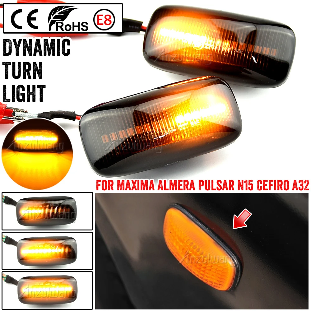 

LED Dynamic Turn Signal Light Side Fender Marker Sequential Indicator For Nissan Maxima Almera Pulsar N15 Cefiro A32 1995-2000