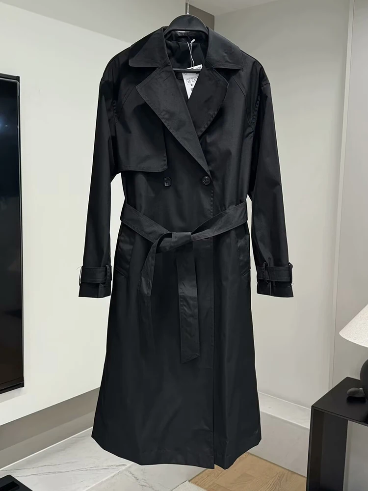 2024 осенне-зимняя новая женская мода темпераментный пояс длинный лацкан рукав