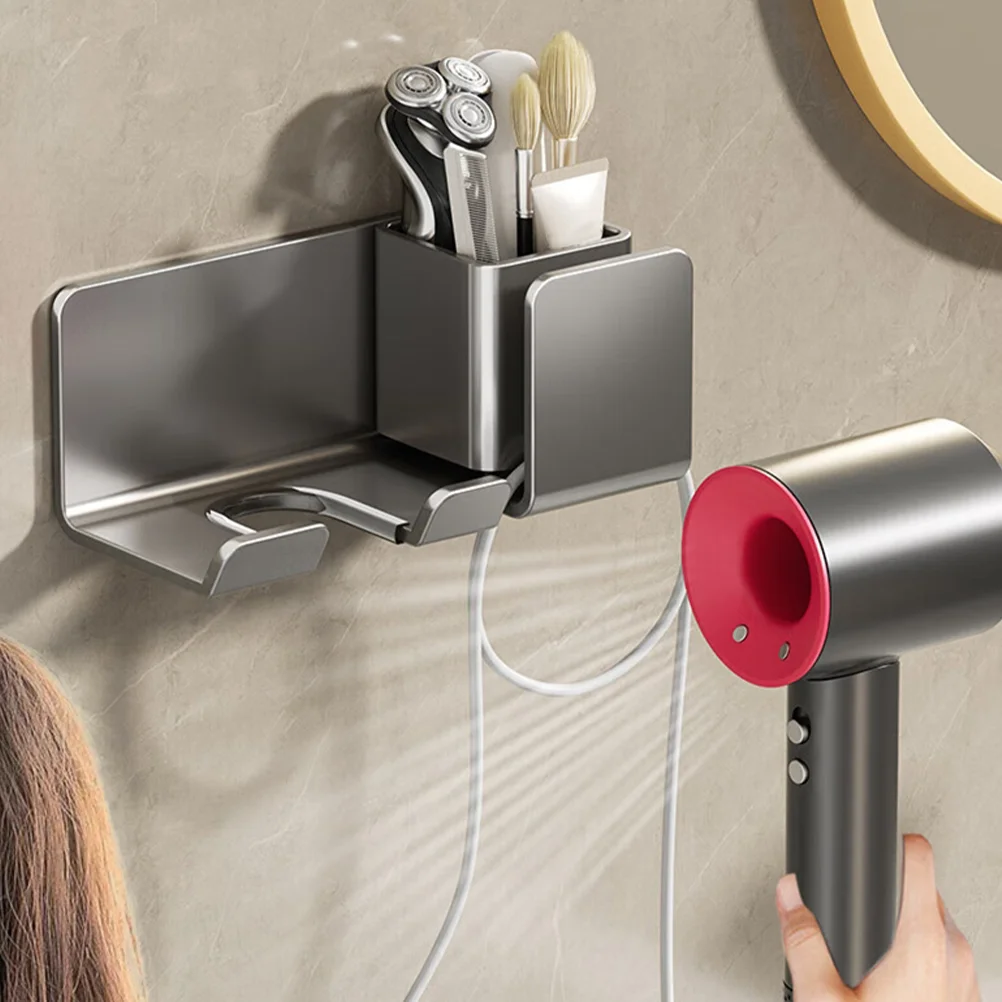 

Storage Racks Hair Dryer Stand Hanger Blow Holder Wall Mount Bathroom Organizer