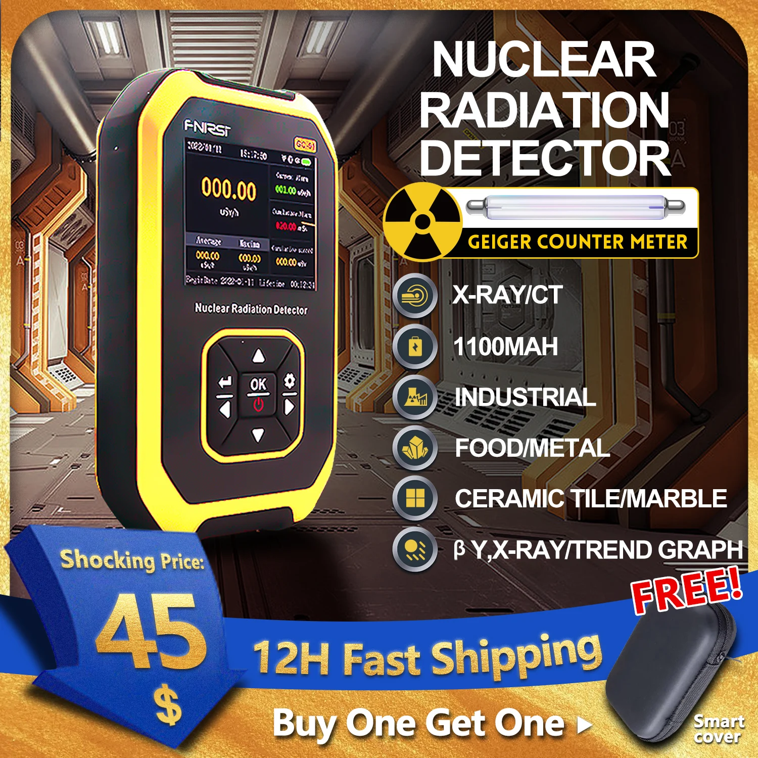 

FNIRSI GC-01 Geiger Counter Nuclear Radiation Personal Dosimeter Detectors X-ray Beta Gamma Detector Radioactive Tester