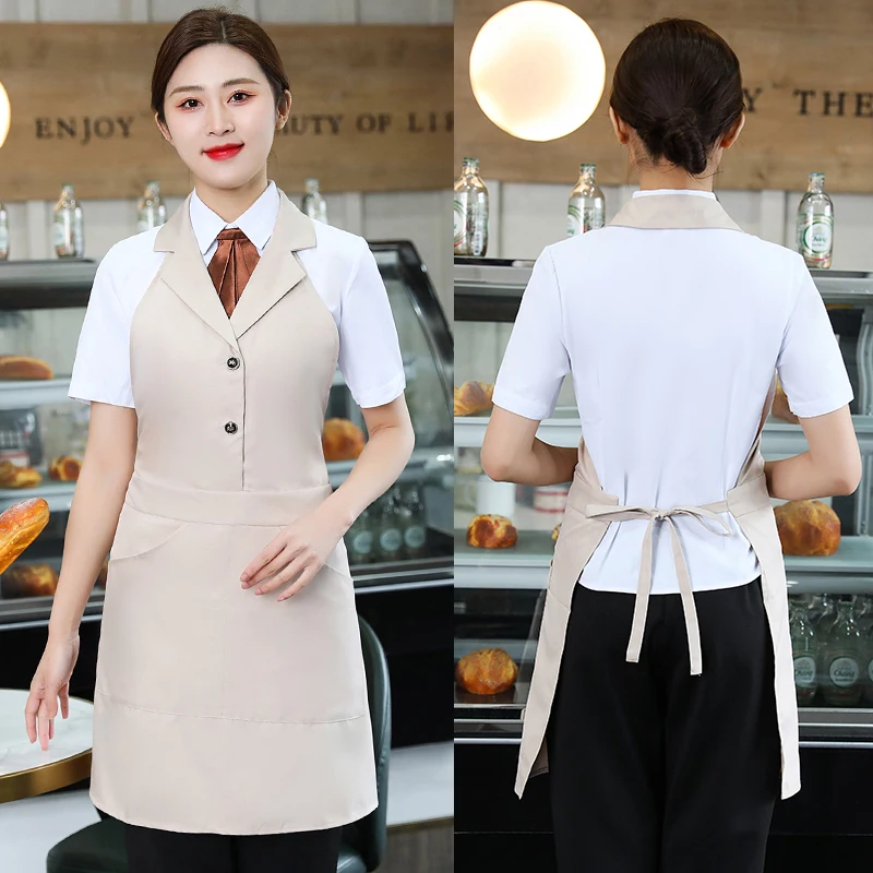 Официантка для отеля ресторана Женский фартук платье с карманом