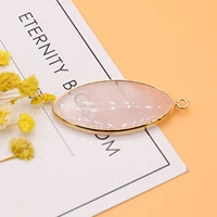 selling natural stone pendants marquise shape polished glossy pink crystal agate charms for jewelry making necklace bracelet diy