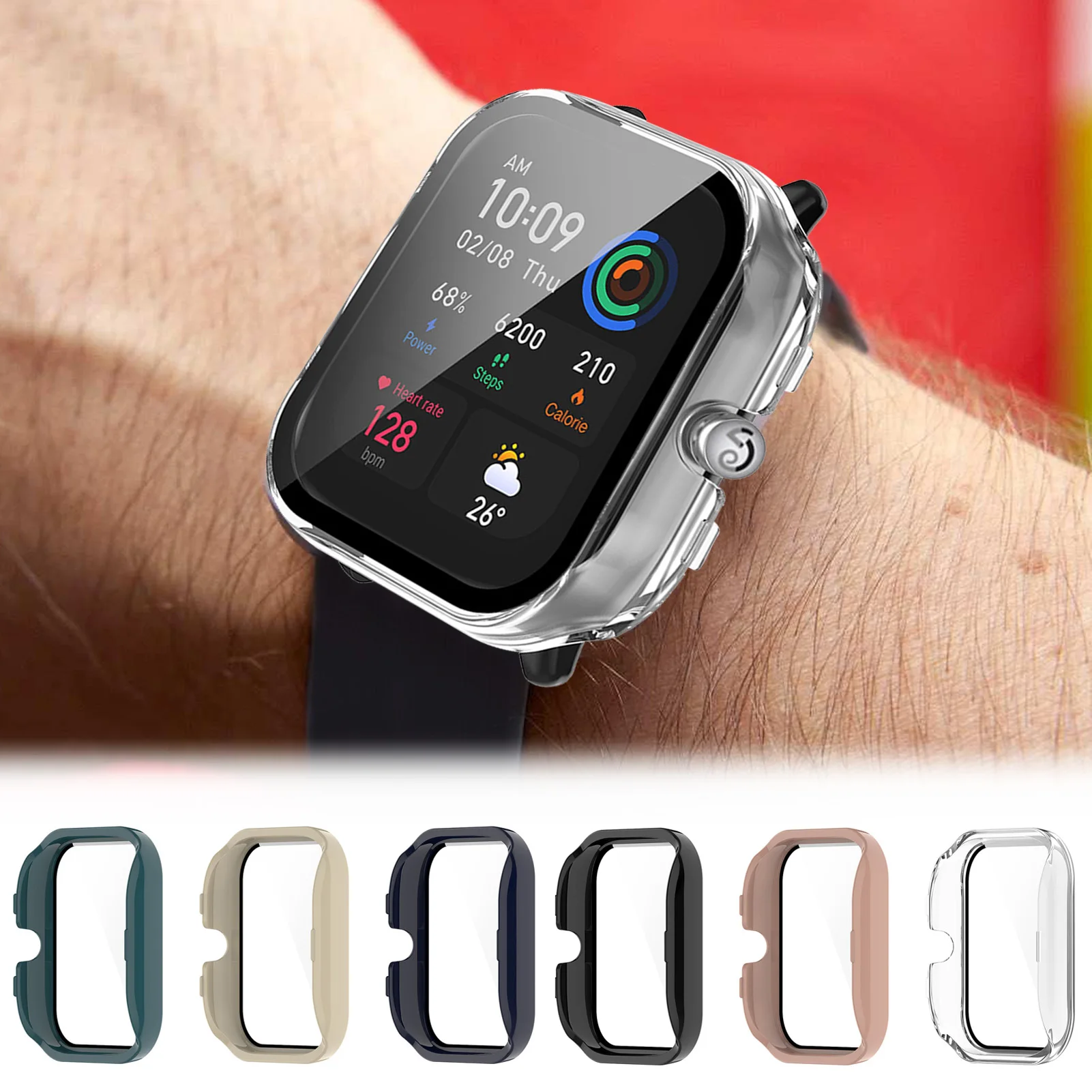 

Durable Smartwatch Protective Case With HD Tempered Glass Film Screen Protector Film For GTS4 Mini