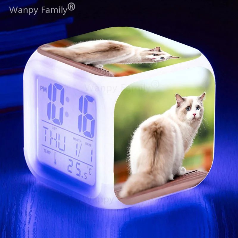 Kids Room Decor Toys Kitten Desk Clock Birthday Gift For Children's