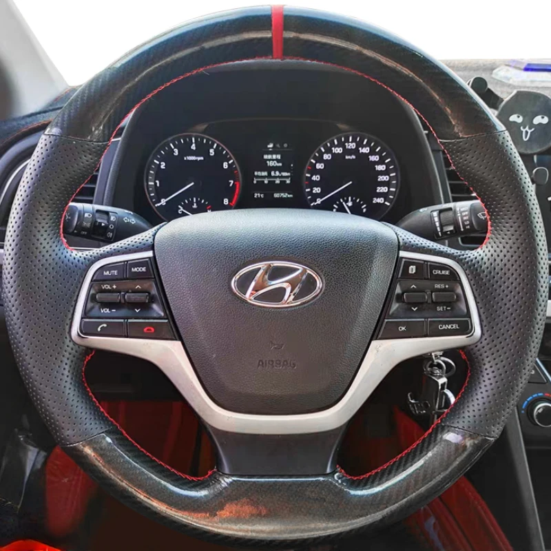 

DIY customized suede leather hand sewn steering wheel cover For Hyundai Elantra ix35 CELESTA MISTRA TUCSON LAFESTA Car interior