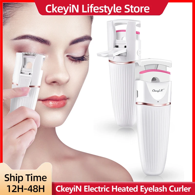 CkeyiN Heated Eyelash Curler Fast Heating Long Lasting Eye Lash Electric Silicone Eyelashes Clip Makeup Lashes Curler For Women