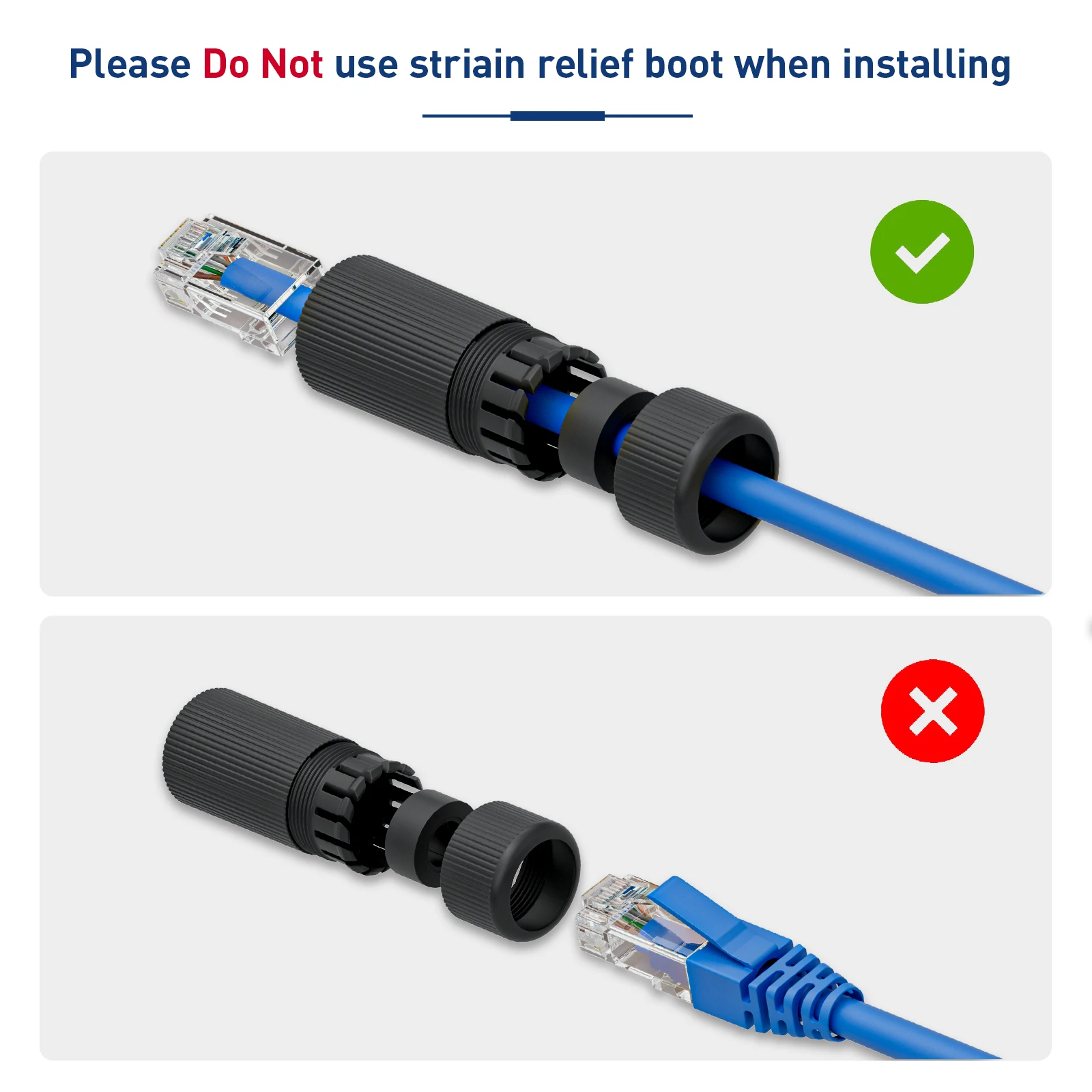 Фото Водонепроницаемая муфта ZoeRax RJ45 IP68, CAT6/CAT5e/CAT5, разъем сетевого соединителя «мама-мама» для наружного Ethernet-кабеля LAN №3