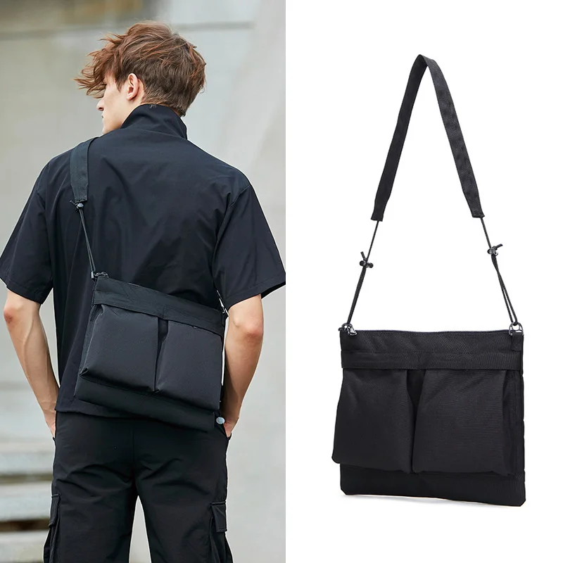 Men's Shoulder Bag Hip Hop Fashion Nylon Crossbody Bag Simple Vintage Messenger Bag