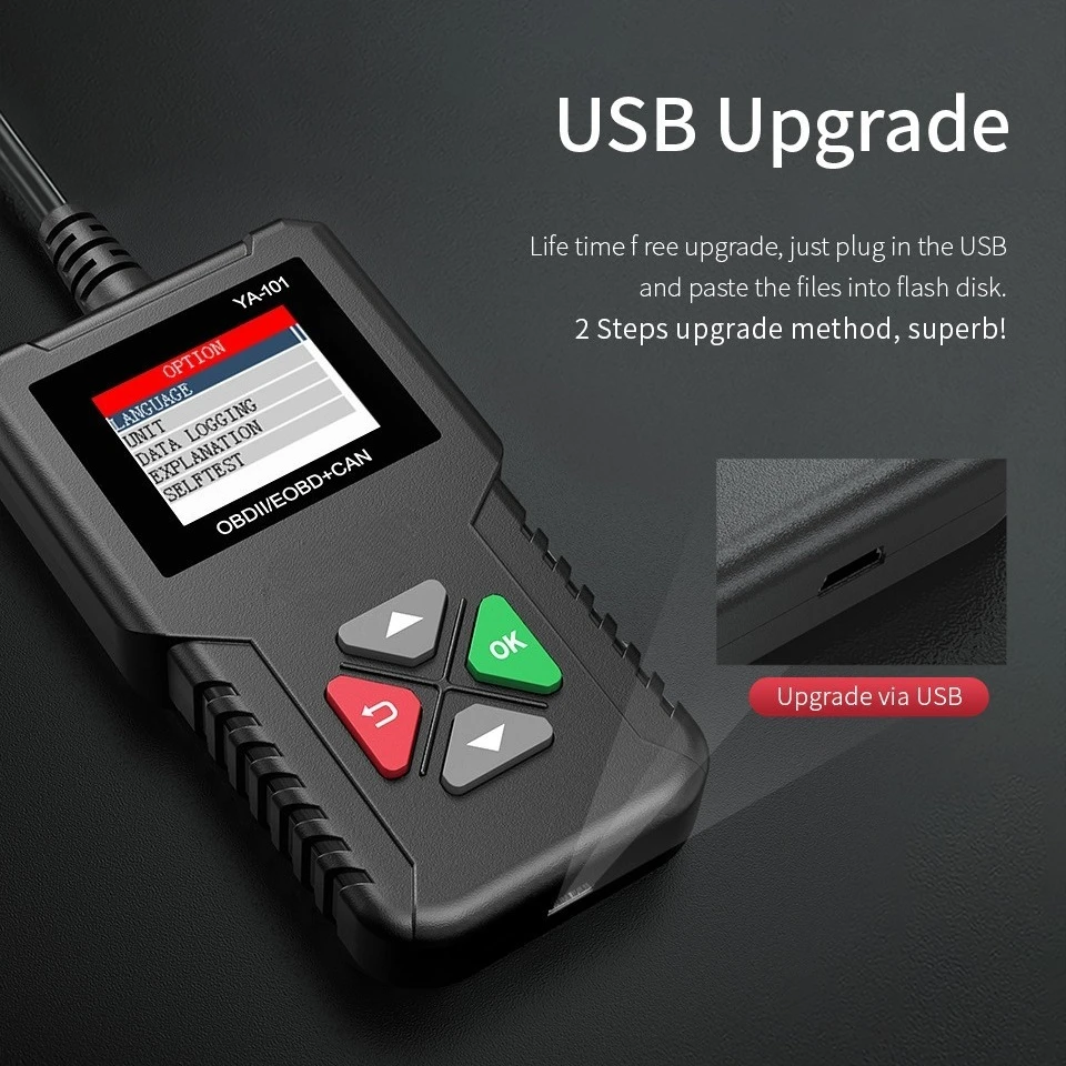 Фото Сканер OBD2 YA-101, аналогичный CR3001, считыватель кодов неисправностей двигателя автомобиля, диагностический инструмент OBD. №3