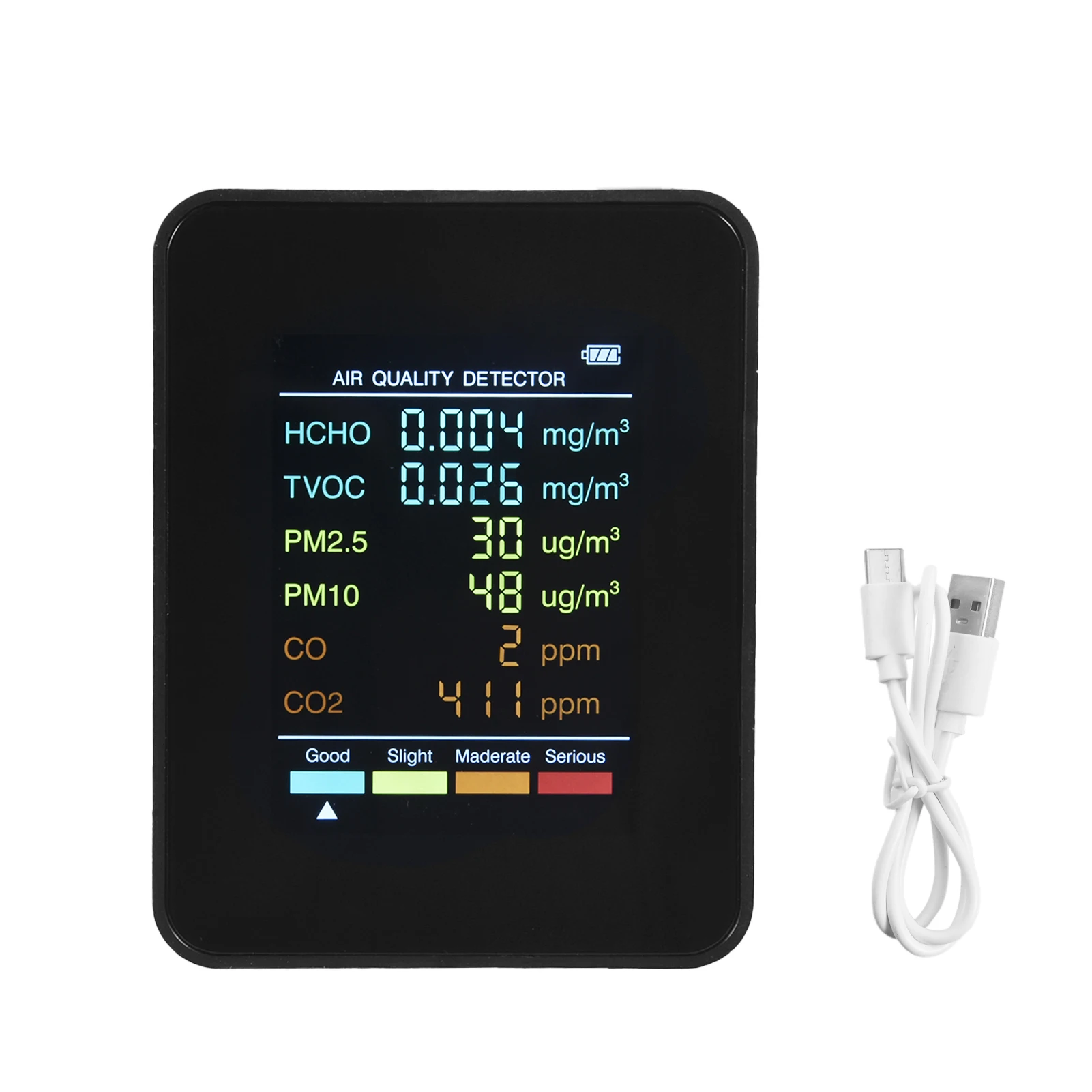 

Indoor Carbon Dioxide Monitor Carbon Dioxide Detection USB Charger Air Quality Monitor With Temperature & Humidity Display For