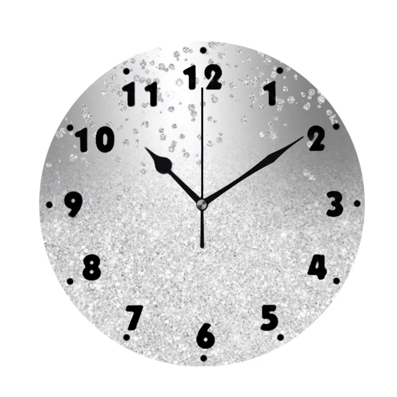 3D блестящие круглые Настенные часы с конфетти металлик