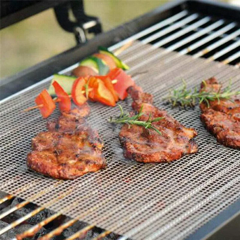 

2pcs Reusable Heat Resistance BBQ Baking Net Pad Non-stick Barbecue Kitchen Cooking Smoker Mats Liner Outdoors BBQ Accessorie