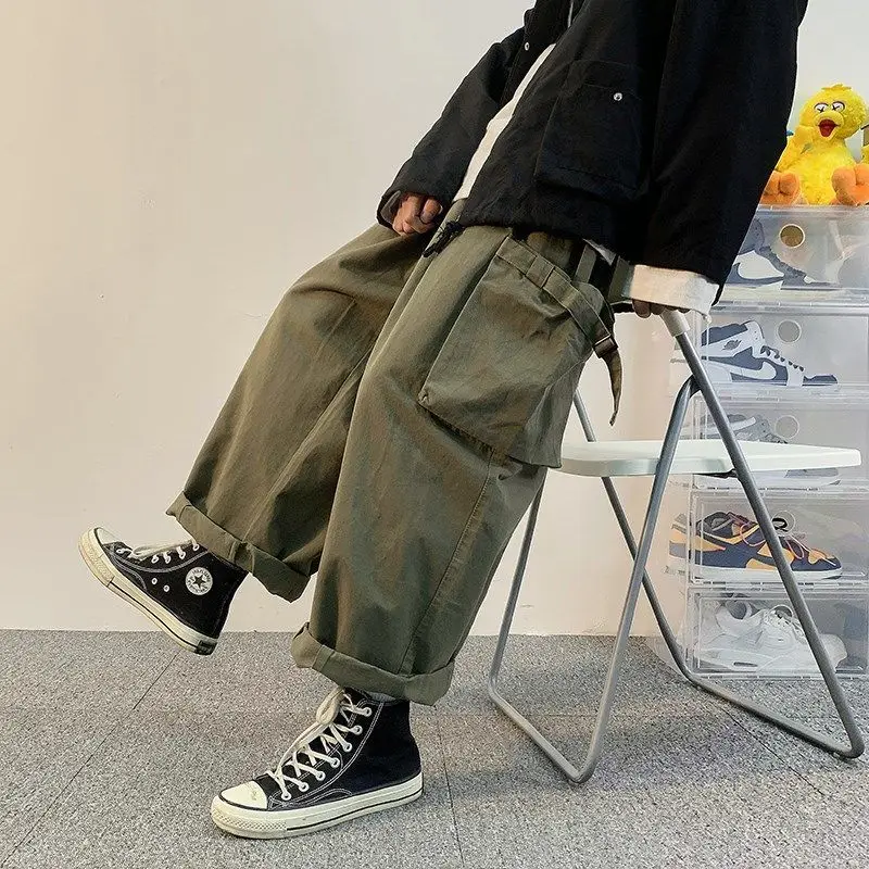 

Men's Cargo Trousers Male Harajuku Black Cargo Pants Men Wide Leg Pants for Men Streetwear Baggy Oversize Plus Size