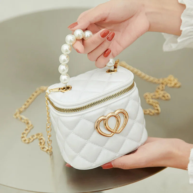 

Fashion Mini Handbags PVC Crossbody Coin Purse Crocodile Pattern Pearl Handbag Plastic Small Chain Jelly Bag For Girl Wholesale