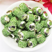 20pcs european rhinestone beads spacer charms bead crystal resin metal glass beads assortments large hole for bracelets necklace