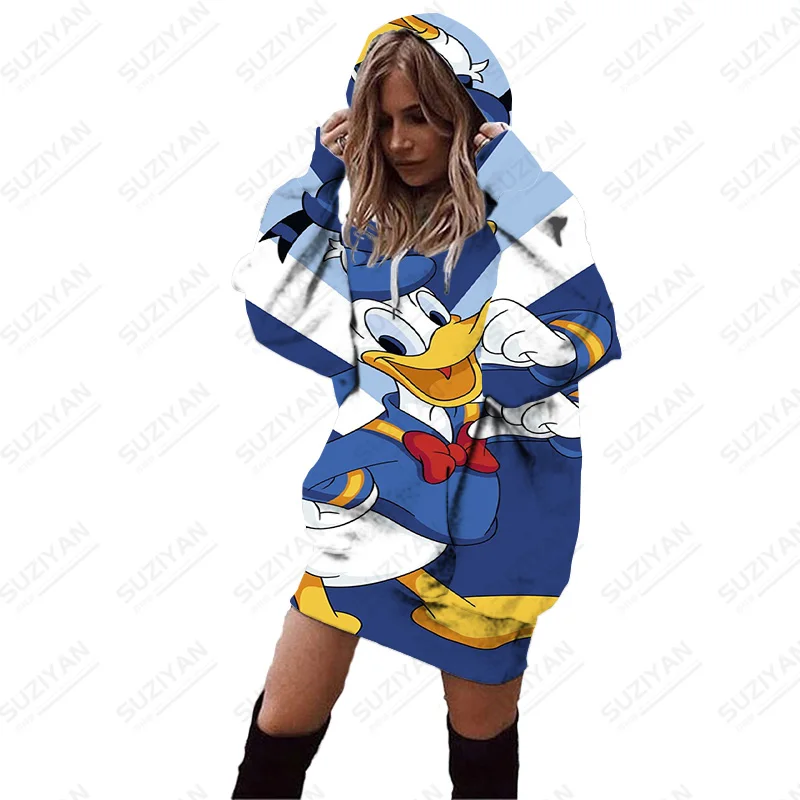 

Disney Donald Duck Print Long Sleeve Hoodie For Women Beautiful Patterns Wild Girl Features Hot Selling Large Size Casual Hoods