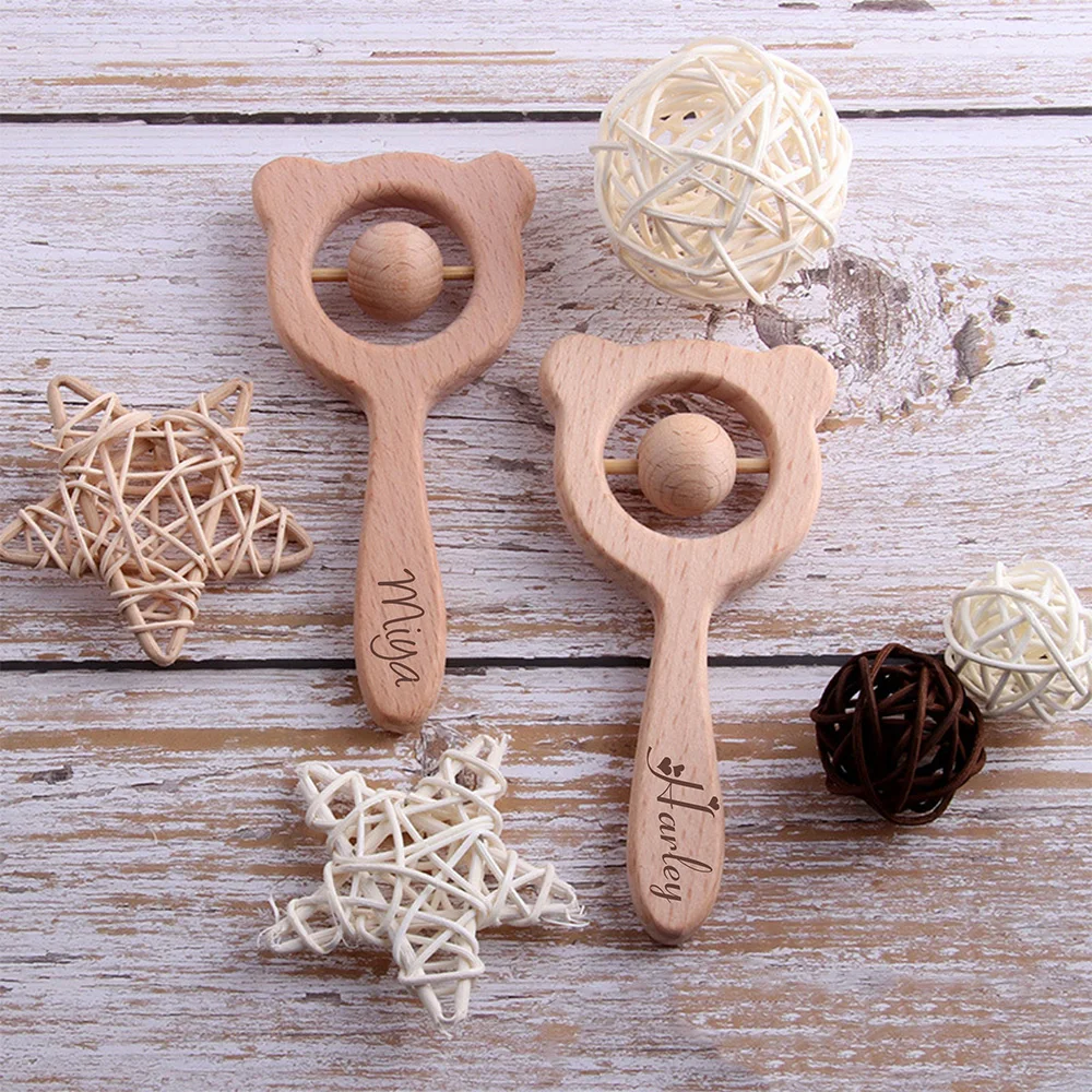 

5/10PCS Personalized Engraved Name Newborn Birth Baby Gift Customized Wooden Toy Attract Attention Baby Shower Party Supplies