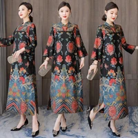 2022 chinese dress vintage women flower print cheongsam modern qipao female elegant casual party dress oriental dress qipao