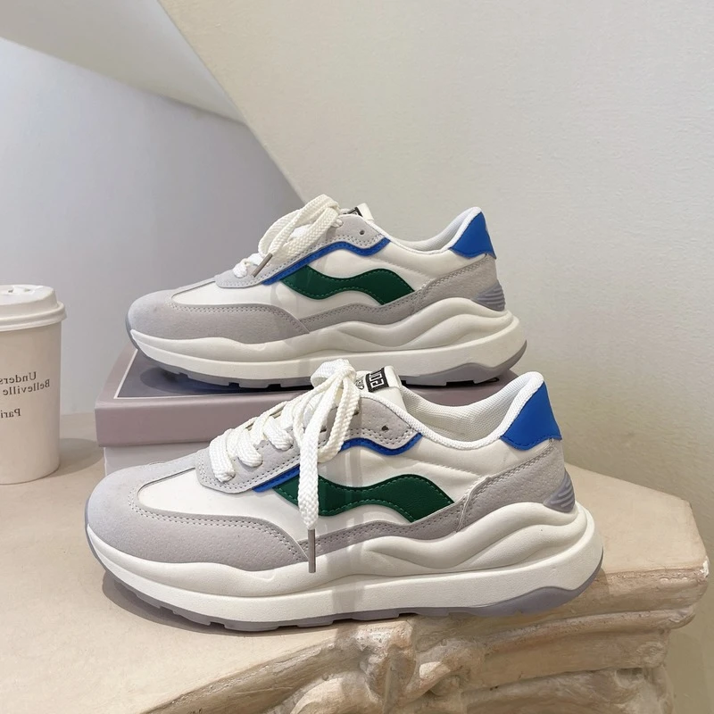 

Brand Women's Vulcanized Shoes Multi-color Optional Spring New Lace Up Round Toe Forrest Shoes Casual White Shoes Women