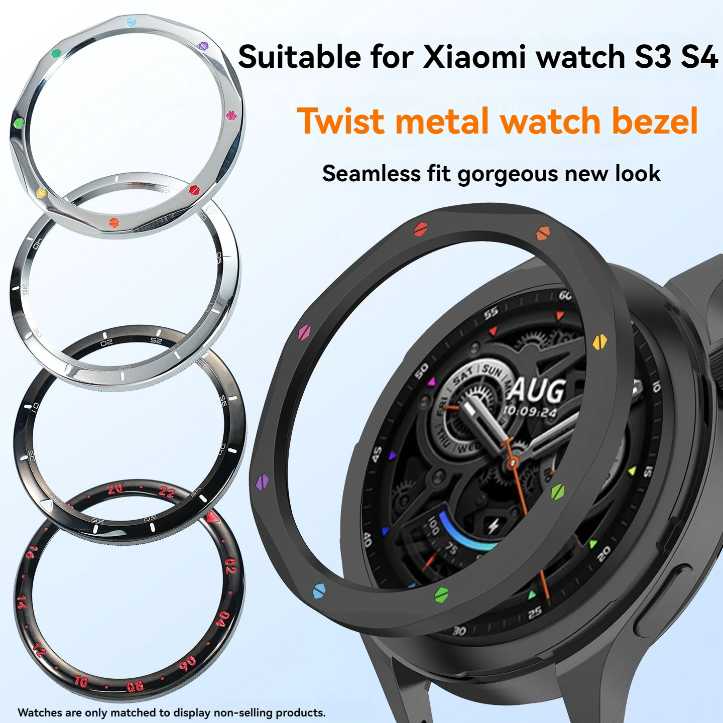 Фото Металлический безель из нержавеющей стали для Xiaomi Watch S3/S4 47 мм (черный/серебристый), сменные детали для смарт-часов, циферблат, вставка eSIM, сменные элементы, кольцевая шкала №2