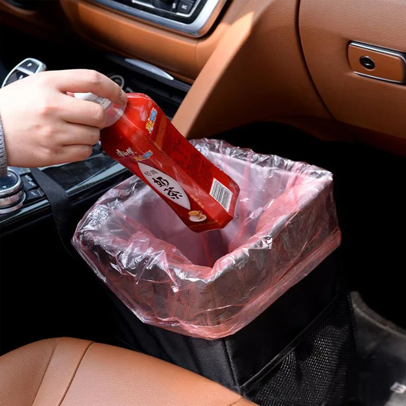

12L Foldable Car Trash Can For Car Chair Back Waterproof Liner Leather Storage Box Portable Hanging Supplies Vehicle Trash Bin