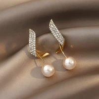 luxury long rhinestone pearl earrings for women 2022 korean fashion jewelry wholesale holiday gift vintage tassel earrings