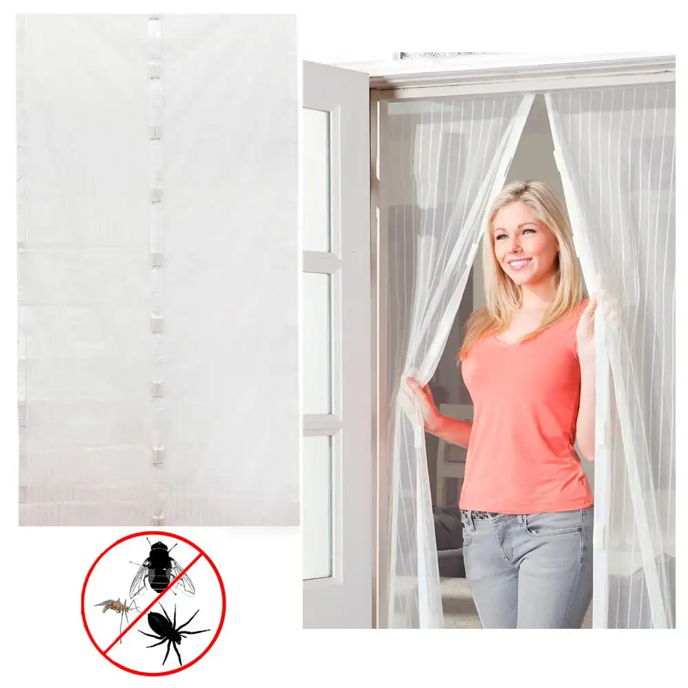 

White Mesh Door Screen Magic Hands Free Bug Mosquito Fly Out Gift New