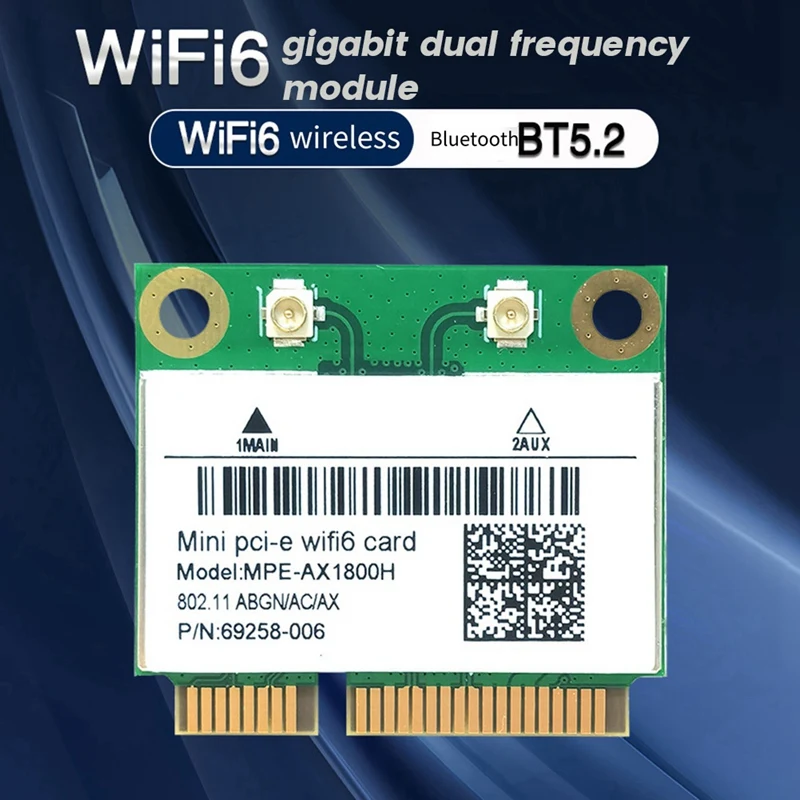 Карта RTL8852BE WIFI6 + 2 антенны AX1800M Wifi Bluetooth5.2 4 ГГц/5 ГГц WIFI адаптер 802.11Ax для Win10/Win11