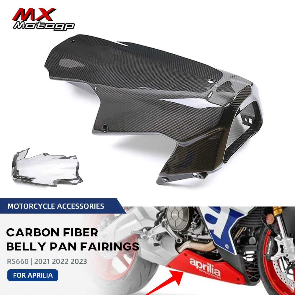

Motorcycle 100% Carbon Fiber Belly Pan Fairing For Aprilia RS660 2021 2022 2023 RS 660 Lower Engine Spoiler Panel Cover Cowling