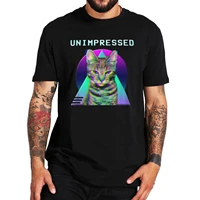 unimpressed cat funny tshirt 80s retro vaporwave aesthetic t shirt 100 cotton streetwear vintage t shirt for men women
