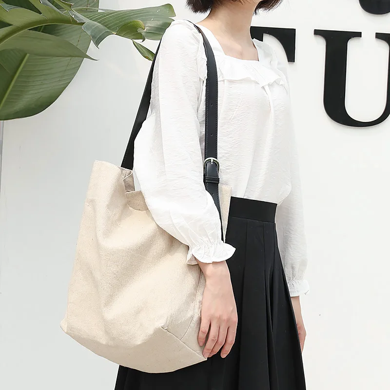 High Quality Korean Large Capacity Women's Canvas Bag Literay Trend Simple Ladies Shoulder Bag Causal Student Shopping Bag