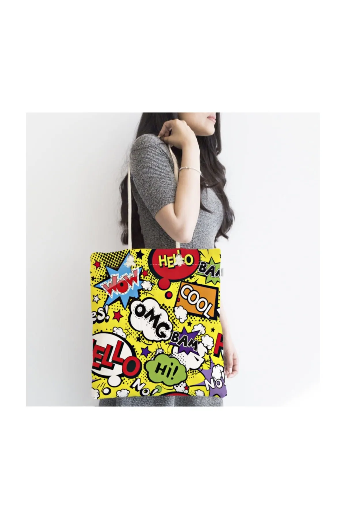 

Женская пляжная сумка Popart специальный дизайн цифровая печать на молнии на желтом фоне Сумка-тоут летние сумки для покупок