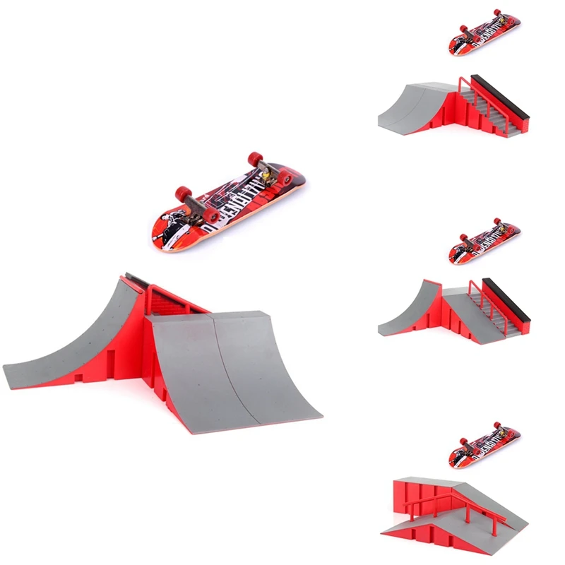 

Finger Skate Park Kit Ramp Parts With 1 Finger Skateboard Mini Scooter Scene For Finger Skateboard Training Prop
