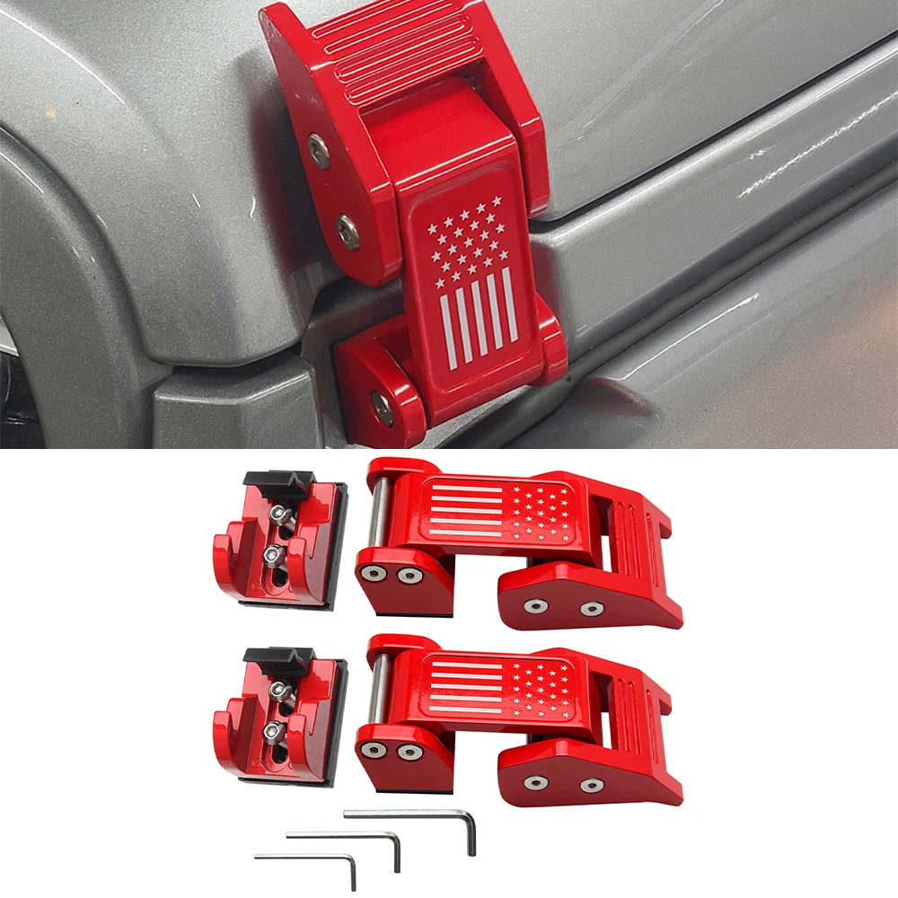 

Защелка капота двигателя, защелка крышки, замки и фурнитура для Jeep Wrangler JK JKU JL JLU JT 2007-2022, автомобильные Внешние аксессуары, металлический, кра...