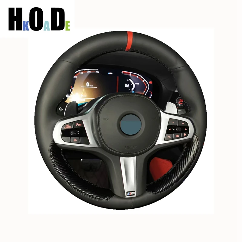 

For BMW M Sport G30 G31 G32 G20 G21 G14 G15 G16 X3 G01 X4 G02 X5 G05 Genuine leather The carbon fiber Car Steering Wheel Cover
