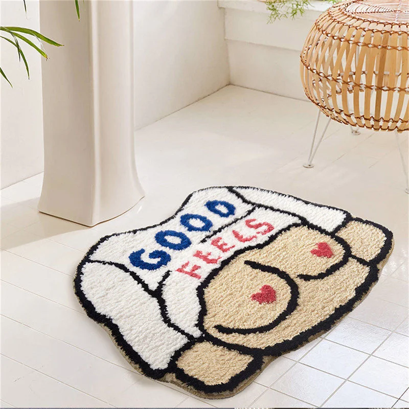 

furry rug bath mat Creativity Doormat white entrance door welcome Bed bath and table Toilet Non-slip Mats Chic dorm Room Decor