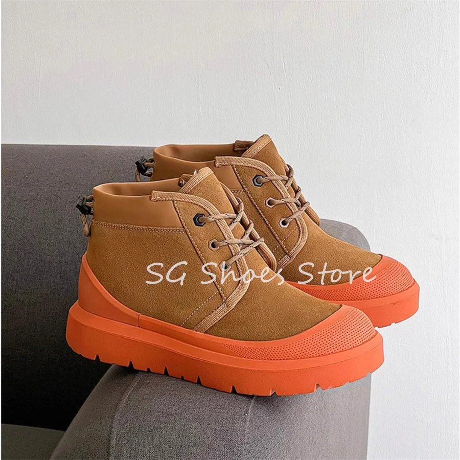 Модные разноцветные зимние ботинки на массивной подошве для мужчин теплые