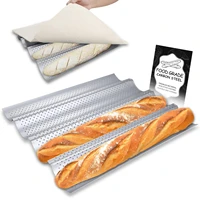 walfos carbon steel 42 fluted french bread mold for baking bread wave bread baking tool utility cake pan french bread mold