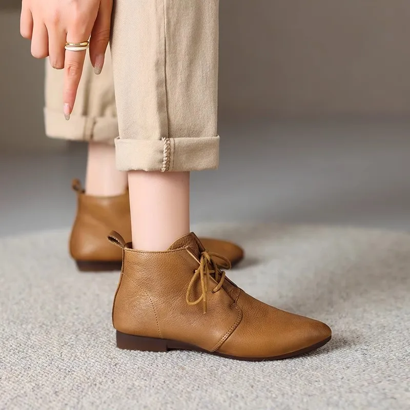 Женские ботинки на шнуровке в британском стиле новинка зимы 2024 женская мягкая