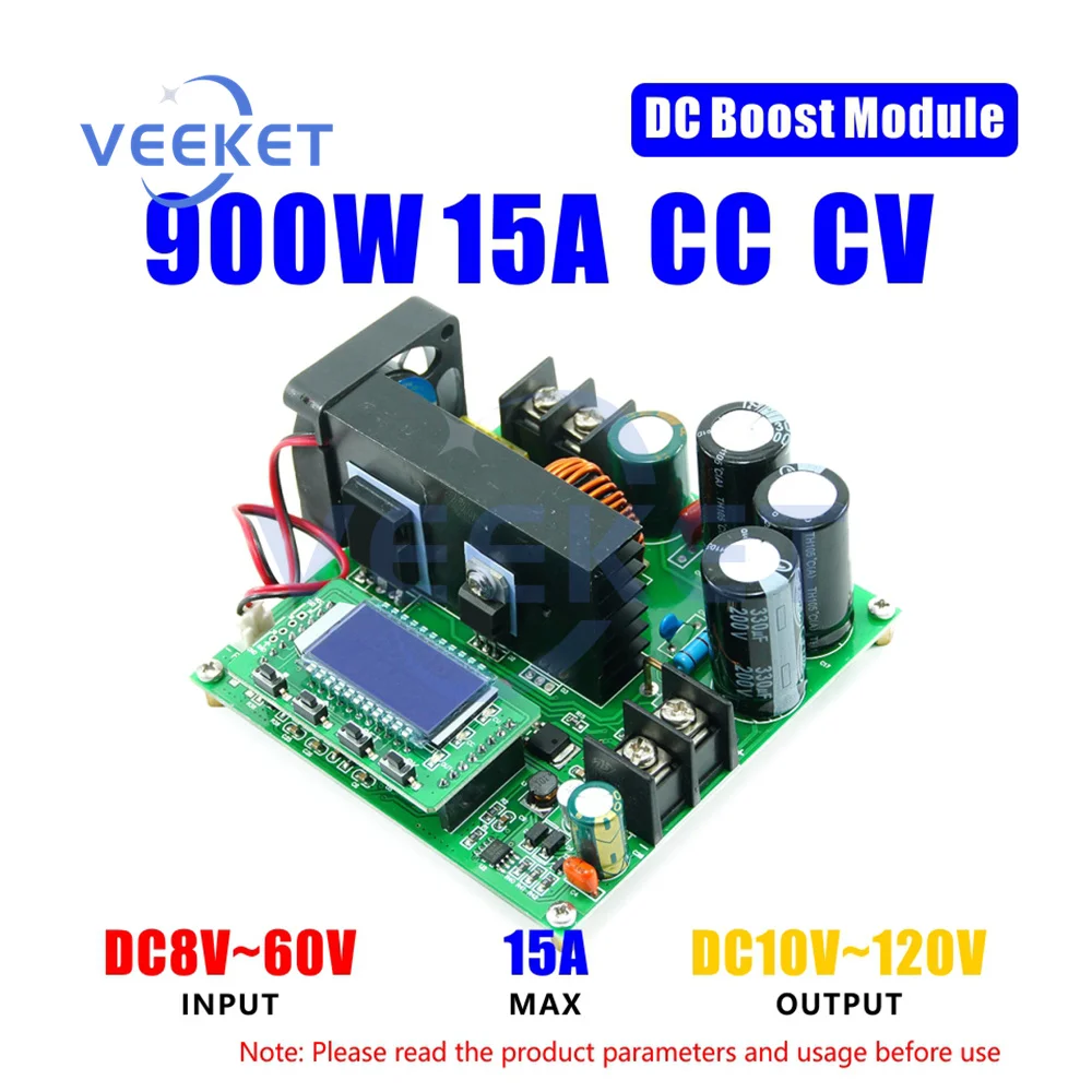 

BST900W DC-DC 15A CNC LCD Display Boost Converter Board Step Up Power Supply Module 8-60V to 10-120V Voltage Transformer Module