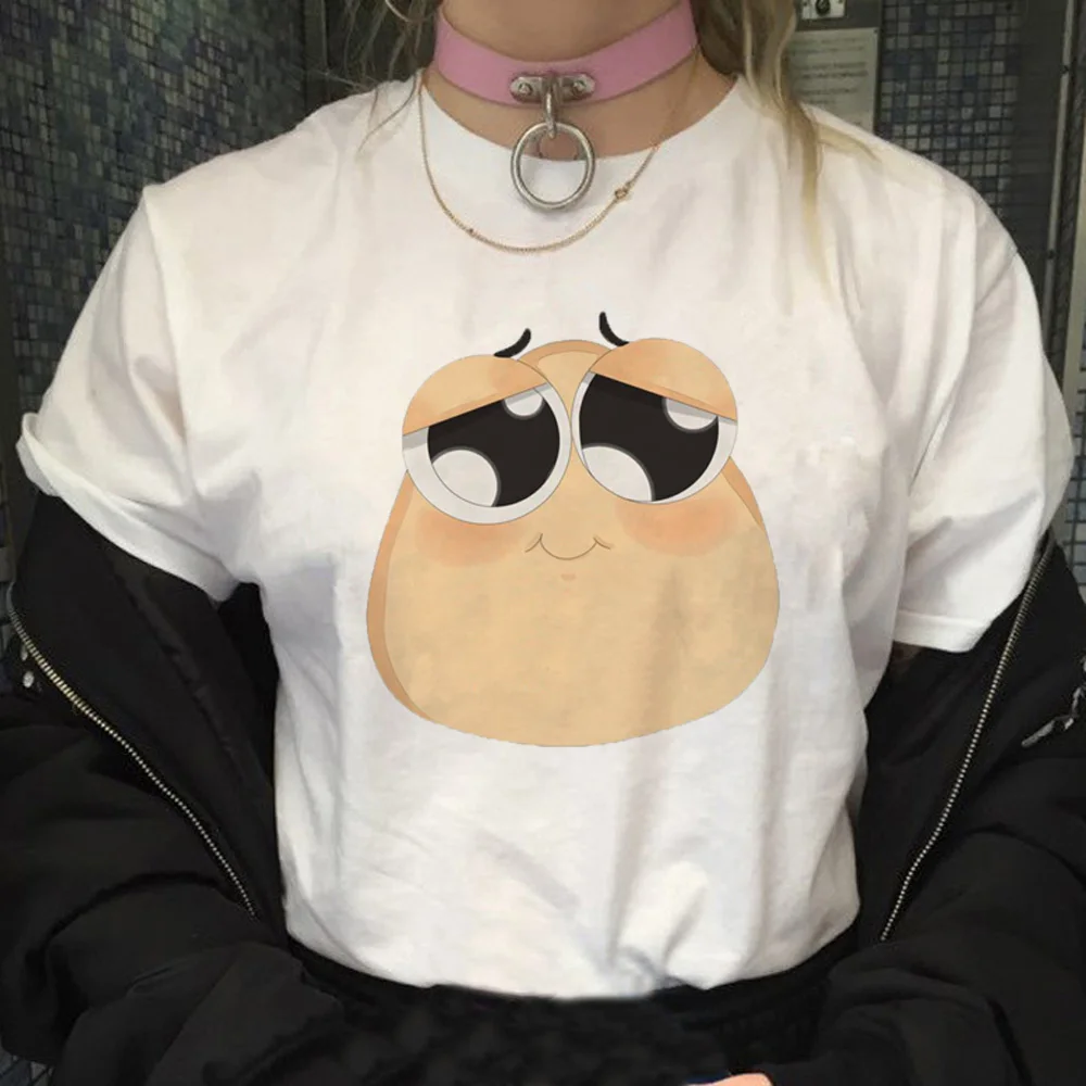Женская смешная комиксная футболка Pou аниме одежда