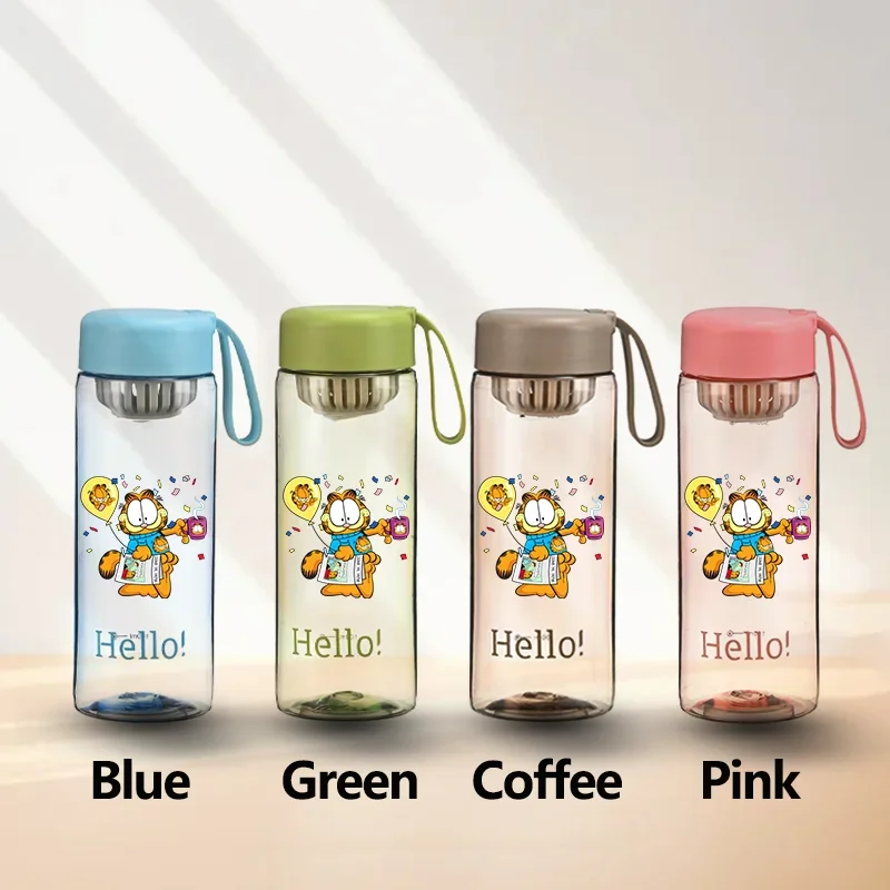 650ML Garfield Children's Plastic Water Bottle Portable Large Capacity Outdoor Sports Travel Leak Proof Cup