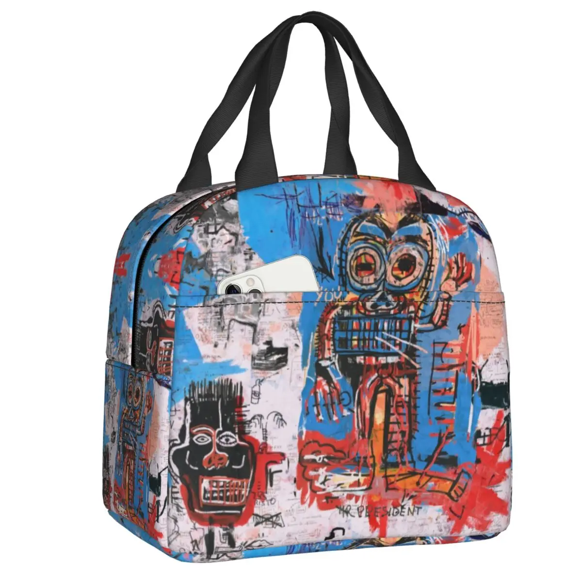 

Basquiats, художественная сумка для ланча с граффити, многоразовый изолированный охлаждающий термоконтейнер для еды для женщин, детей, школьная сумка-тоут для пикника