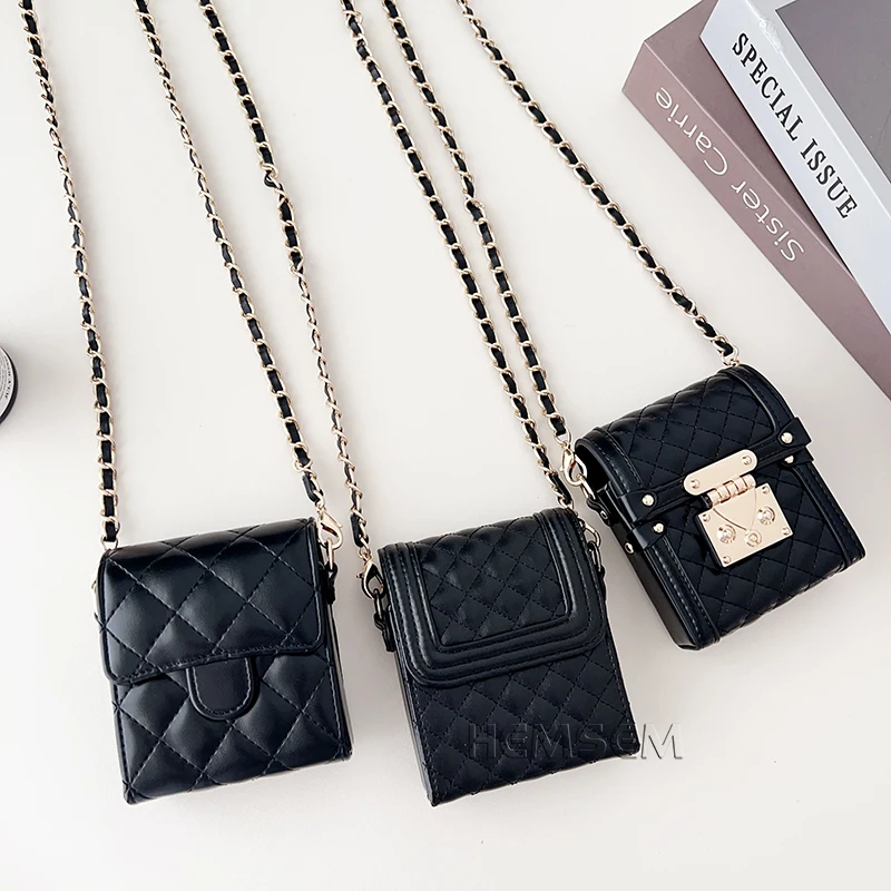 

Fashion Brand Leather Lipstick Makeup Mini Tote Zero Wallet Phone Bag For Samsung Z Flip 4 3 Huawei OPPO Vivo Flip phones Bag