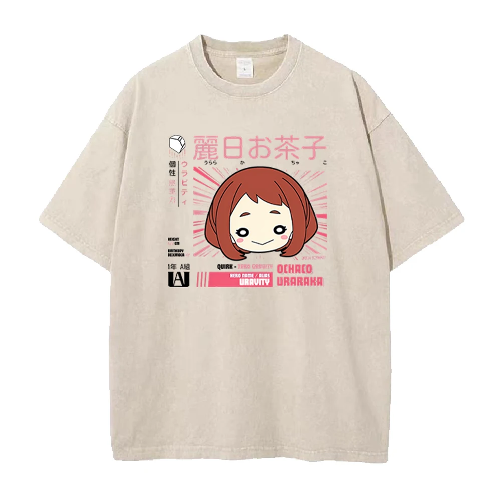 OCHACO URARAKA My Heroic Academy Мужская и женская футболка из 100% хлопка с короткими рукавами