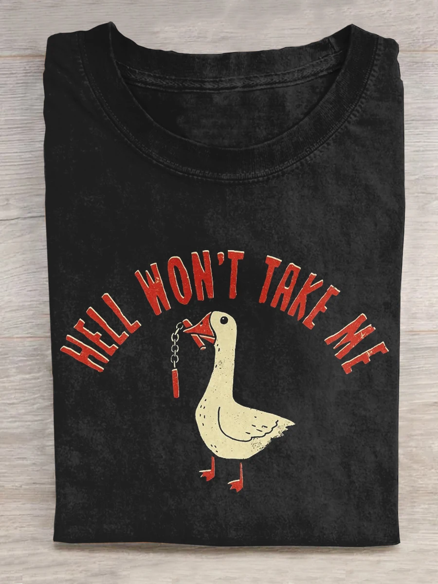 

Hell Won't Take Me Art T-Shirt Autumn and winter short-sleeved tops for men and women