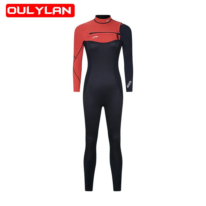 

New 2/3mm One Piece Horizontal Zipper Wetsuit Warm Men Women's Super Elastic Long Sleeved Snorkeling Swimming Surfing Diving
