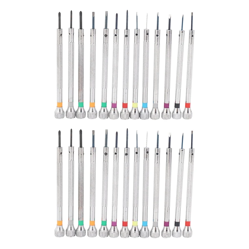 

0.6Mm-2.0Mm 26Pcs New Watchmakers Screwdrivers Set Watch Glasses Flat Blade Assort Slotted Flat Screwdrivers Set