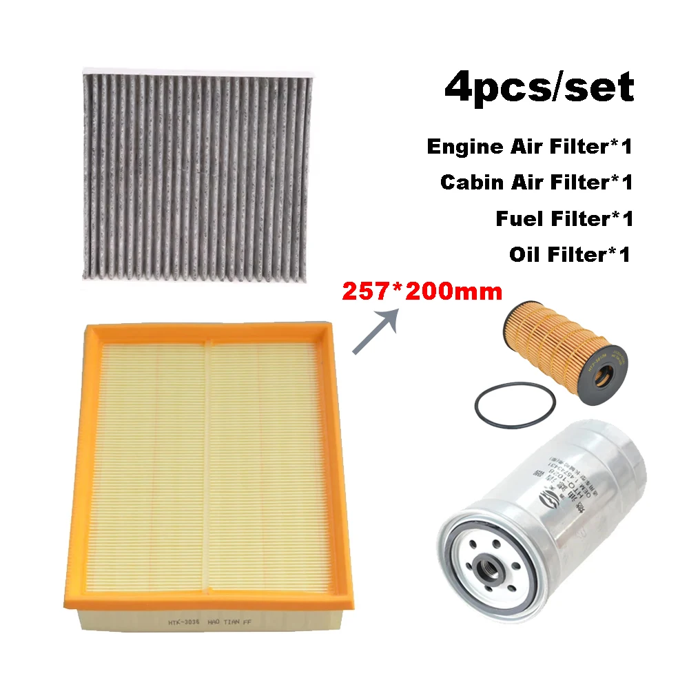 

Набор фильтров из 4 шт. для DFM Dongfeng Rich 6 DF6 2.3TDI-Diesel 2022 2023 M9T60A Комплекты фильтров для салонного двигателя A/C для свежего воздуха, топливного масла